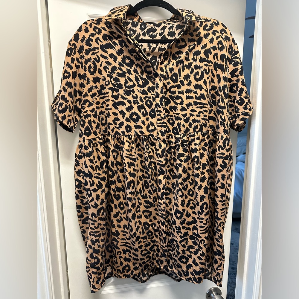 Misguided leopard babydoll dress